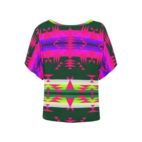 Between the Mountains Deep Lake Sunset Women's Batwing-Sleeved Blouse T shirt (Model T44) Women's Batwing-Sleeved Blouse T shirt (T44) e-joyer