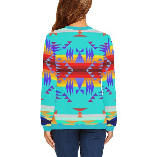 Between the Mountains Fire All Over Print Crewneck Sweatshirt for Women (Model H18) Crewneck Sweatshirt for Women (H18) e-joyer