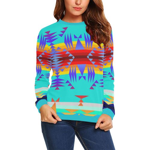 Between the Mountains Fire All Over Print Crewneck Sweatshirt for Women (Model H18) Crewneck Sweatshirt for Women (H18) e-joyer