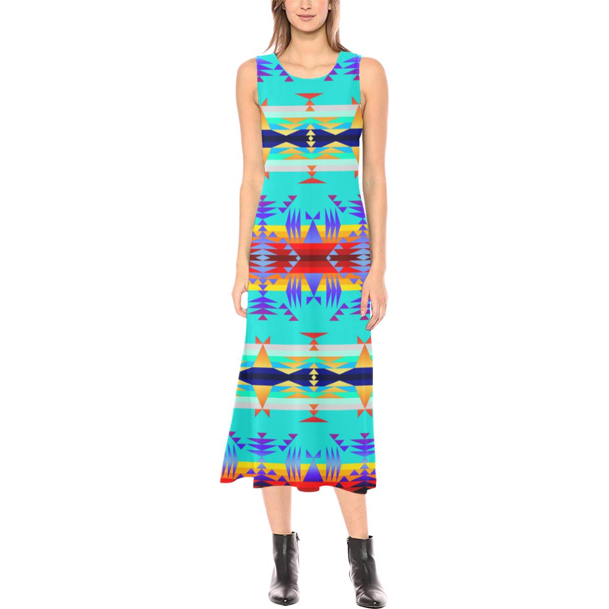 Between the Mountains Fire Phaedra Sleeveless Open Fork Long Dress (Model D08) Phaedra Sleeveless Open Fork Long Dress (D08) e-joyer