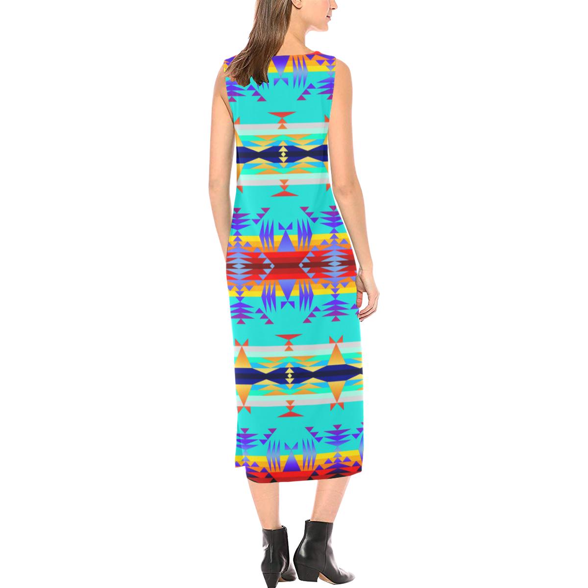 Between the Mountains Fire Phaedra Sleeveless Open Fork Long Dress (Model D08) Phaedra Sleeveless Open Fork Long Dress (D08) e-joyer