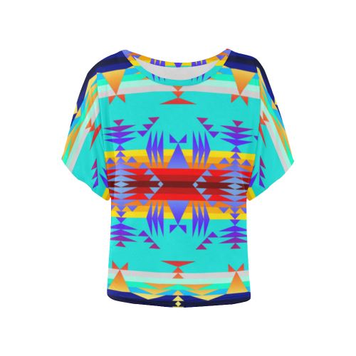 Between the Mountains Fire Women's Batwing-Sleeved Blouse T shirt (Model T44) Women's Batwing-Sleeved Blouse T shirt (T44) e-joyer