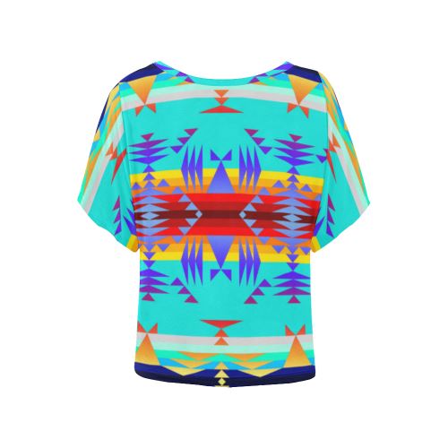 Between the Mountains Fire Women's Batwing-Sleeved Blouse T shirt (Model T44) Women's Batwing-Sleeved Blouse T shirt (T44) e-joyer