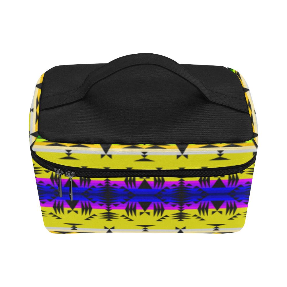 Between the Mountains Greasy Yellow Cosmetic Bag/Large (Model 1658) Cosmetic Bag e-joyer