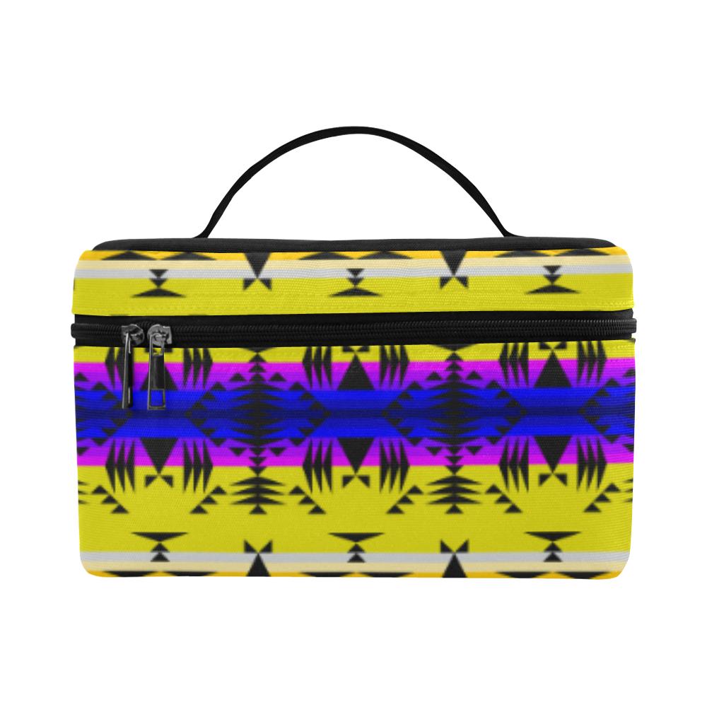 Between the Mountains Greasy Yellow Cosmetic Bag/Large (Model 1658) Cosmetic Bag e-joyer
