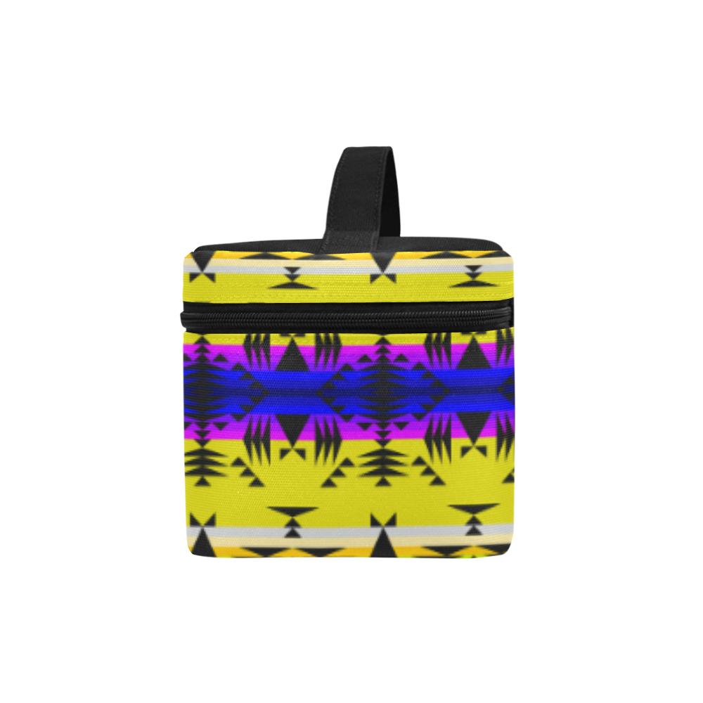 Between the Mountains Greasy Yellow Cosmetic Bag/Large (Model 1658) Cosmetic Bag e-joyer