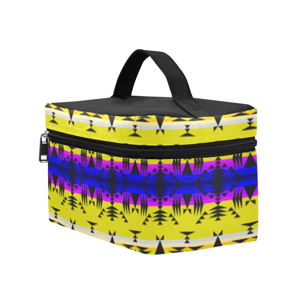 Between the Mountains Greasy Yellow Cosmetic Bag/Large (Model 1658) Cosmetic Bag e-joyer