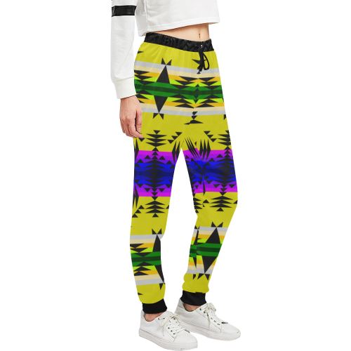 Between the Mountains Greasy Yellow Women's All Over Print Sweatpants (Model L11) Women's All Over Print Sweatpants (L11) e-joyer