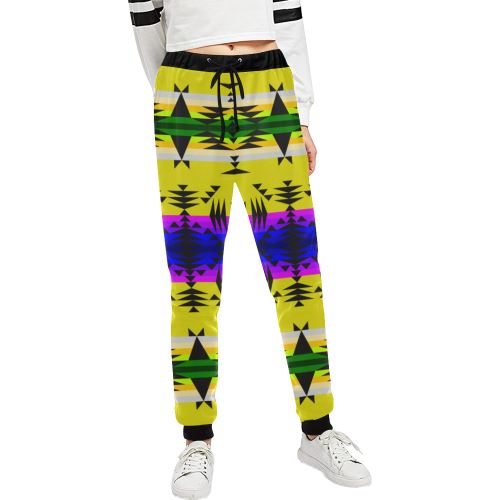 Between the Mountains Greasy Yellow Women's All Over Print Sweatpants (Model L11) Women's All Over Print Sweatpants (L11) e-joyer