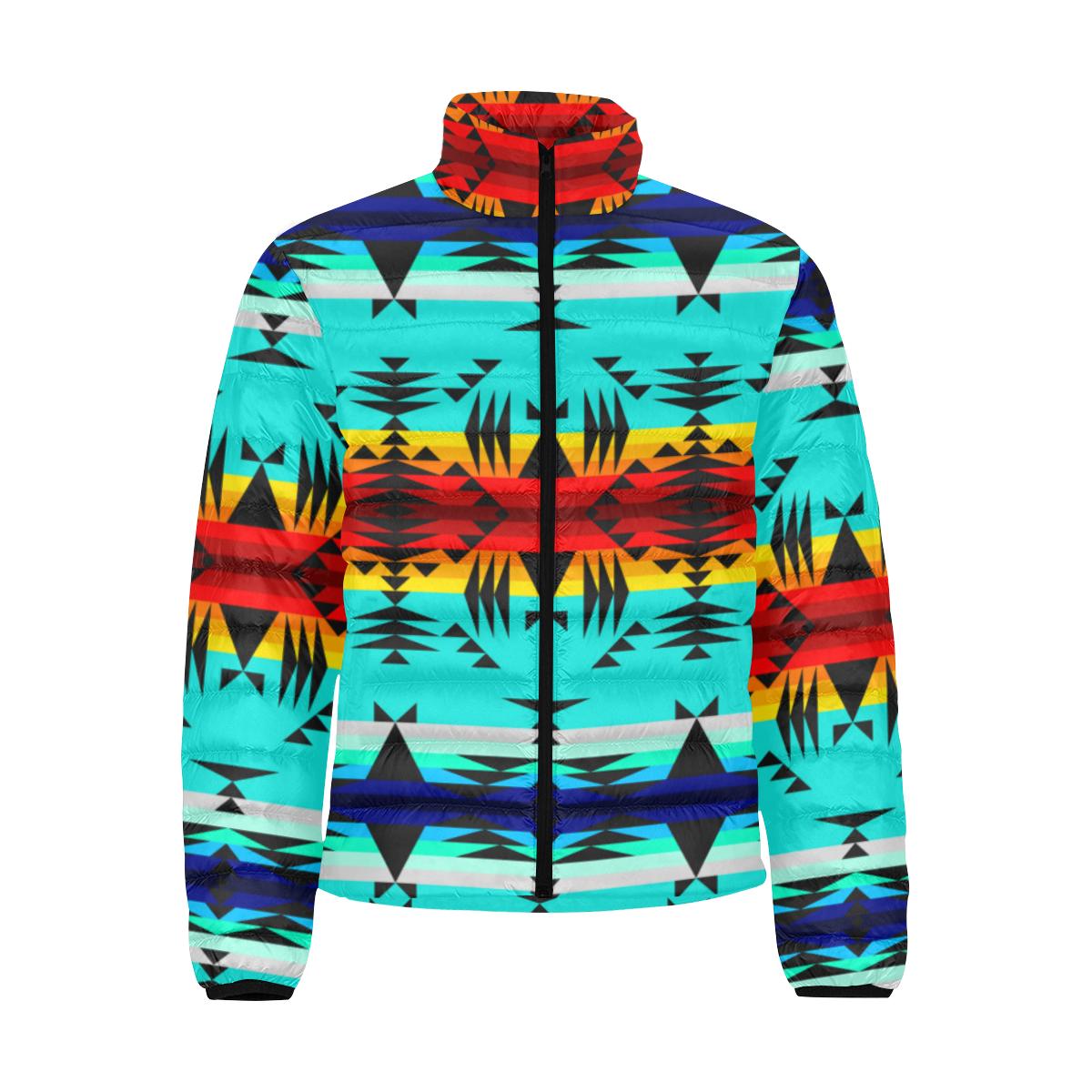 Between the Mountains Men's Stand Collar Padded Jacket (Model H41) Men's Stand Collar Padded Jacket (H41) e-joyer