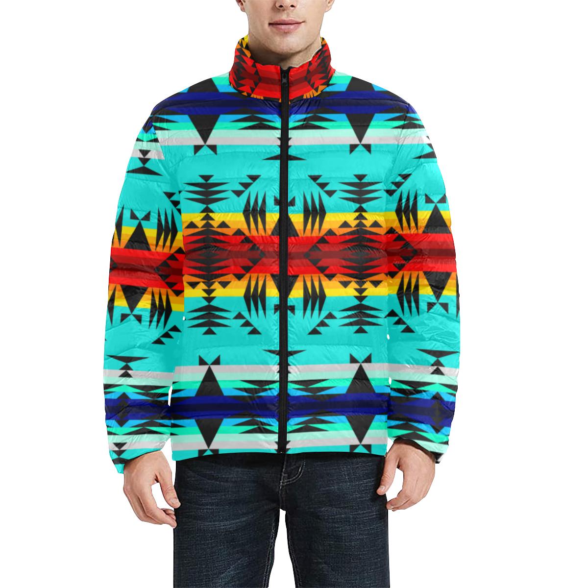 Between the Mountains Men's Stand Collar Padded Jacket (Model H41) Men's Stand Collar Padded Jacket (H41) e-joyer