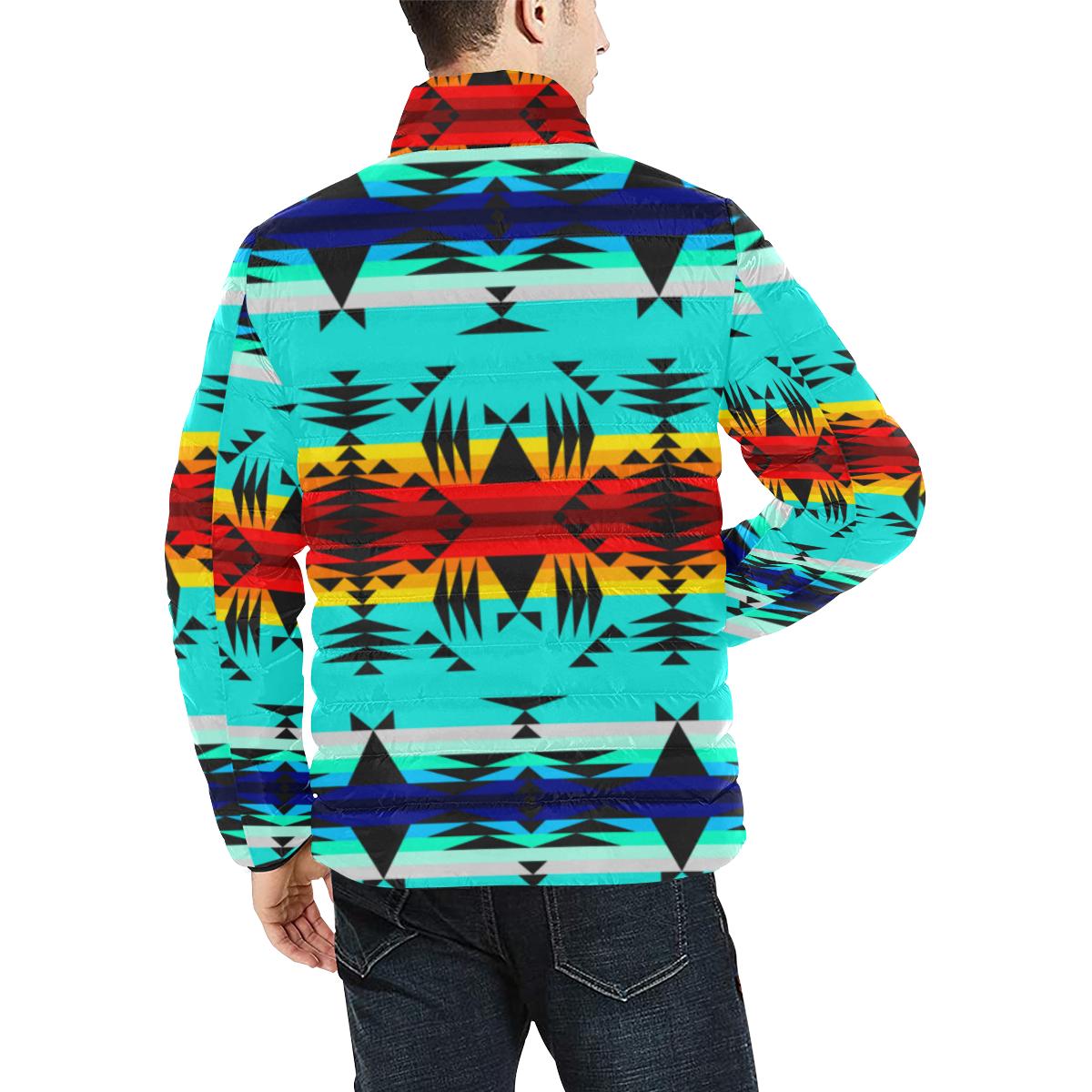 Between the Mountains Men's Stand Collar Padded Jacket (Model H41) Men's Stand Collar Padded Jacket (H41) e-joyer