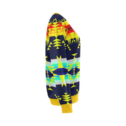 Between the Mountains Navy Yellow All Over Print Crewneck Sweatshirt for Women (Model H18) Crewneck Sweatshirt for Women (H18) e-joyer