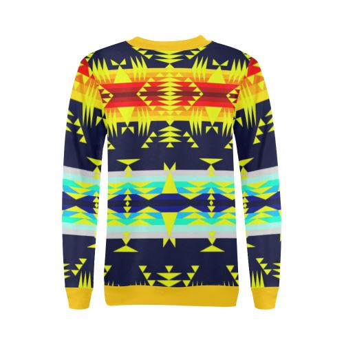 Between the Mountains Navy Yellow All Over Print Crewneck Sweatshirt for Women (Model H18) Crewneck Sweatshirt for Women (H18) e-joyer