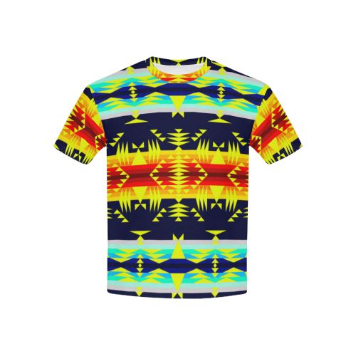 Between the Mountains Navy Yellow All Over Print T-shirt for Kid (USA Size) (Model T40) All Over Print T-shirt for Kid (T40) e-joyer