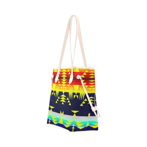 Between the Mountains Navy Yellow Clover Canvas Tote Bag (Model 1661) Clover Canvas Tote Bag (1661) e-joyer