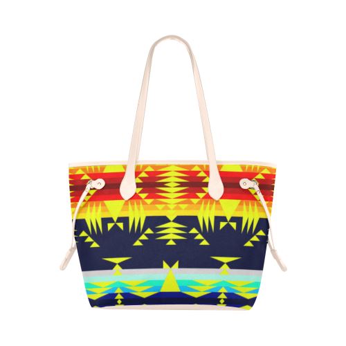 Between the Mountains Navy Yellow Clover Canvas Tote Bag (Model 1661) Clover Canvas Tote Bag (1661) e-joyer