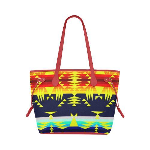 Between the Mountains Navy Yellow Clover Canvas Tote Bag (Model 1661) Clover Canvas Tote Bag (1661) e-joyer