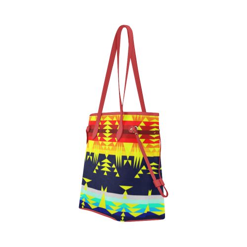 Between the Mountains Navy Yellow Clover Canvas Tote Bag (Model 1661) Clover Canvas Tote Bag (1661) e-joyer