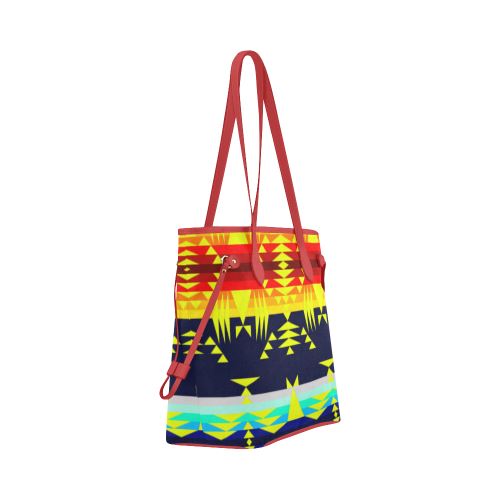 Between the Mountains Navy Yellow Clover Canvas Tote Bag (Model 1661) Clover Canvas Tote Bag (1661) e-joyer