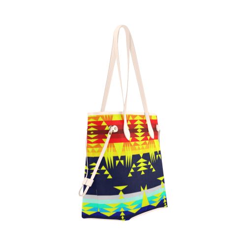 Between the Mountains Navy Yellow Clover Canvas Tote Bag (Model 1661) Clover Canvas Tote Bag (1661) e-joyer