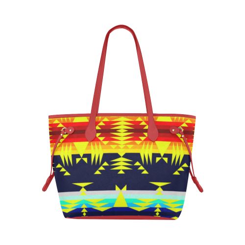 Between the Mountains Navy Yellow Clover Canvas Tote Bag (Model 1661) Clover Canvas Tote Bag (1661) e-joyer