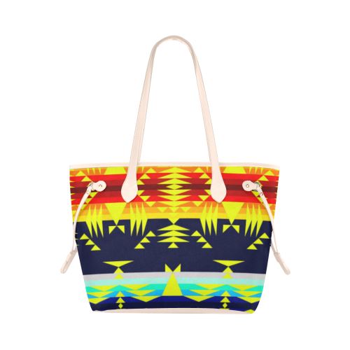 Between the Mountains Navy Yellow Clover Canvas Tote Bag (Model 1661) Clover Canvas Tote Bag (1661) e-joyer