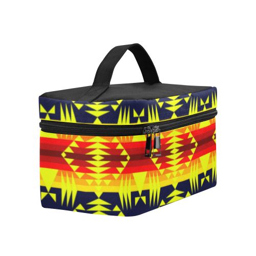 Between the Mountains Navy Yellow Cosmetic Bag/Large (Model 1658) Cosmetic Bag e-joyer
