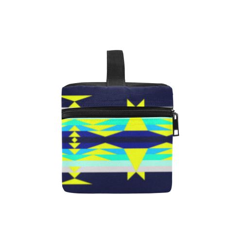 Between the Mountains Navy Yellow Cosmetic Bag/Large (Model 1658) Cosmetic Bag e-joyer