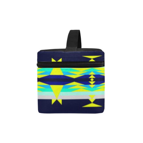 Between the Mountains Navy Yellow Cosmetic Bag/Large (Model 1658) Cosmetic Bag e-joyer