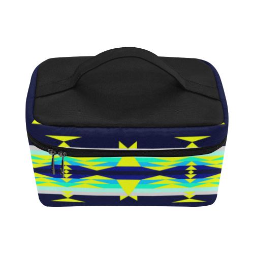Between the Mountains Navy Yellow Cosmetic Bag/Large (Model 1658) Cosmetic Bag e-joyer