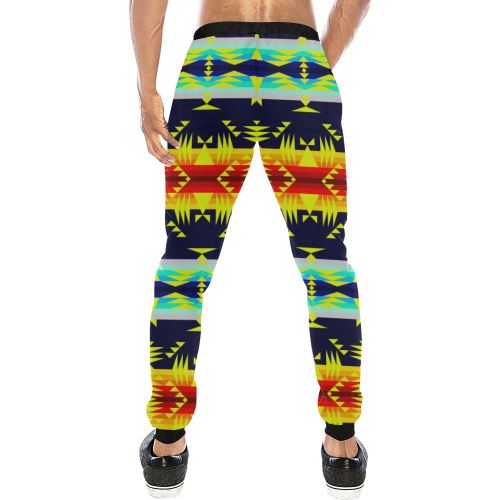 Between the Mountains Navy Yellow Men's All Over Print Sweatpants (Model L11) Men's All Over Print Sweatpants (L11) e-joyer