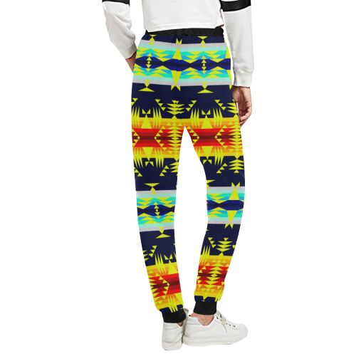 Between the Mountains Navy Yellow Women's All Over Print Sweatpants (Model L11) Women's All Over Print Sweatpants (L11) e-joyer