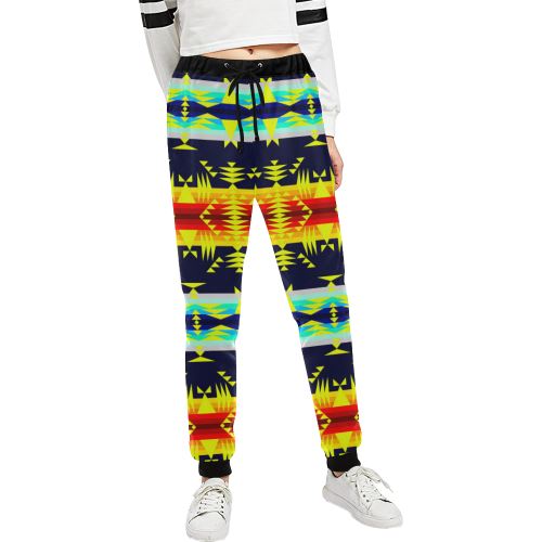 Between the Mountains Navy Yellow Women's All Over Print Sweatpants (Model L11) Women's All Over Print Sweatpants (L11) e-joyer