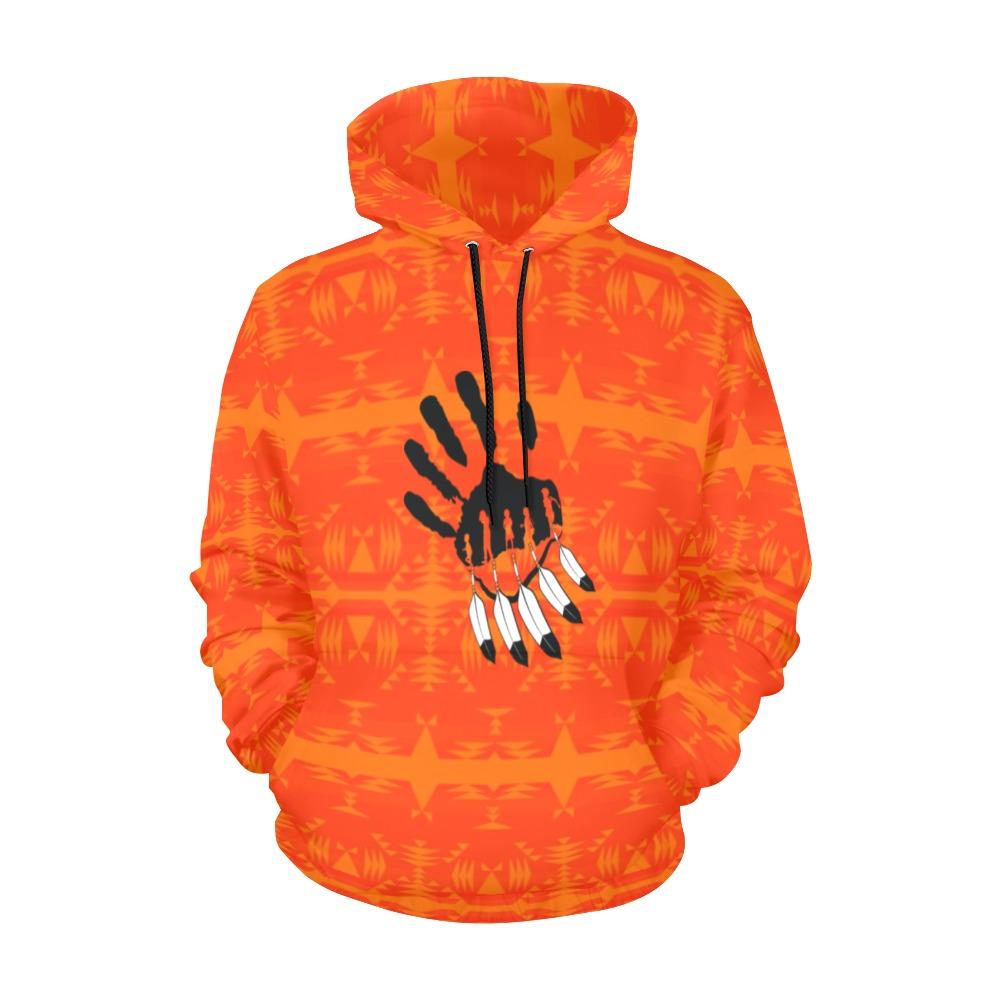 Between the Mountains Orange A feather for each All Over Print Hoodie for Women (USA Size) (Model H13) All Over Print Hoodie for Women (H13) e-joyer