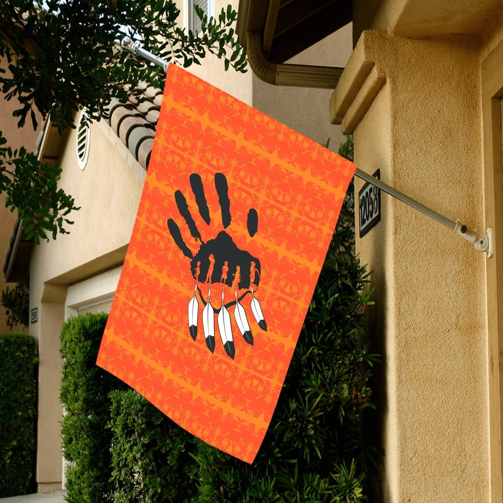 Between the Mountains Orange - A feather for Each Garden Flag 28''x40'' (Two Sides Printing) Garden Flag 28‘’x40‘’ (Two Sides) e-joyer