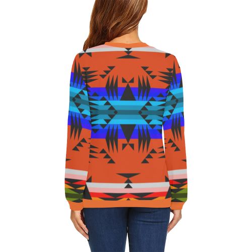 Between the Mountains Orange All Over Print Crewneck Sweatshirt for Women (Model H18) Crewneck Sweatshirt for Women (H18) e-joyer