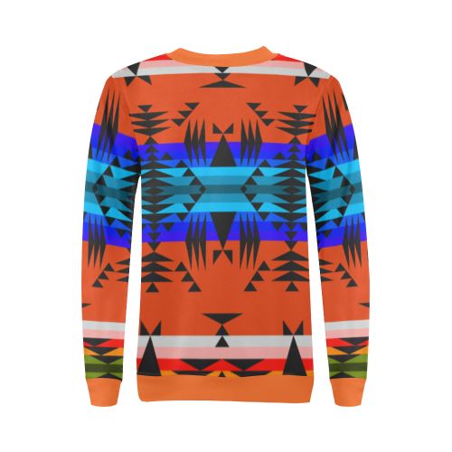 Between the Mountains Orange All Over Print Crewneck Sweatshirt for Women (Model H18) Crewneck Sweatshirt for Women (H18) e-joyer