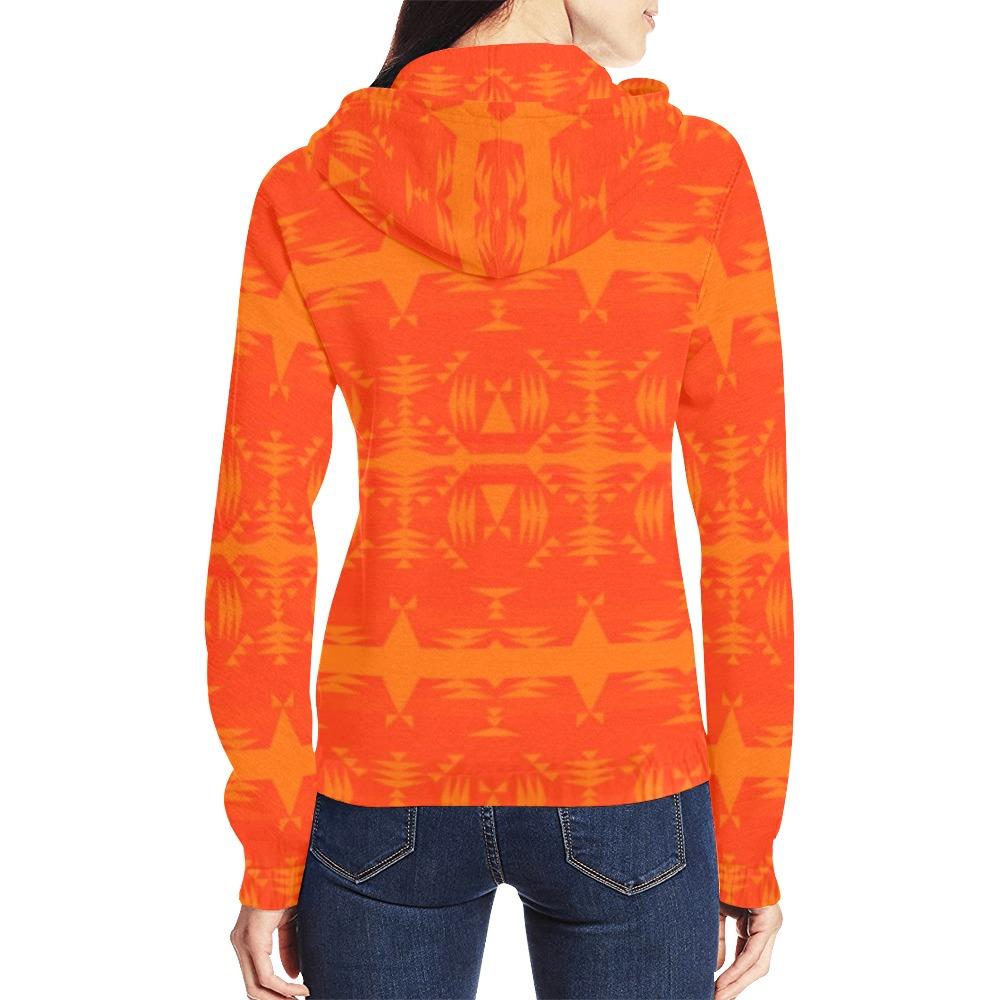 Between the Mountains Orange All Over Print Full Zip Hoodie for Women (Model H14) All Over Print Full Zip Hoodie for Women (H14) e-joyer
