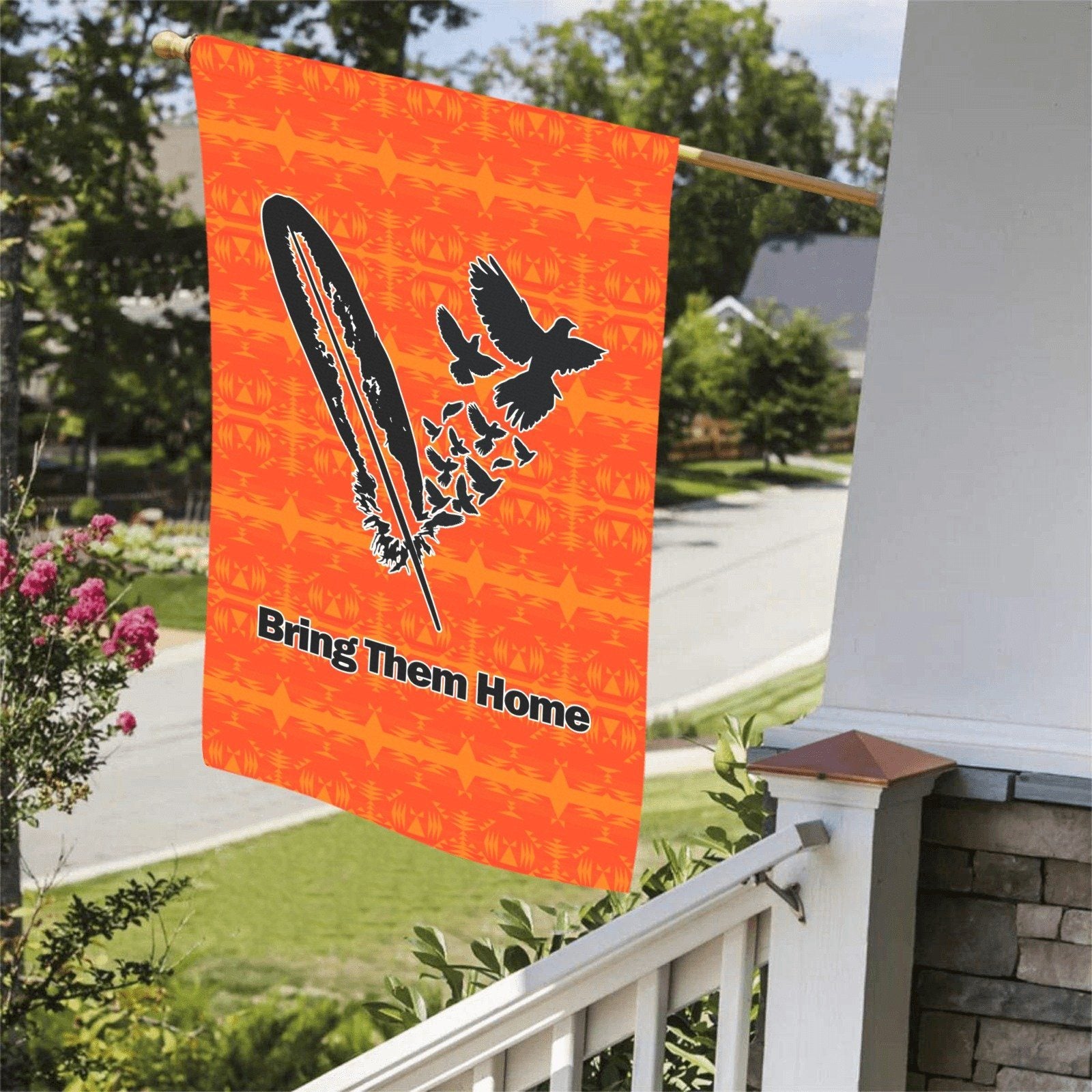 Between the Mountains Orange - Bring Them Home Feather with Doves Garden Flag 36''x60'' (Two Sides Printing) Garden Flag 36‘’x60‘’ (Two Sides) e-joyer