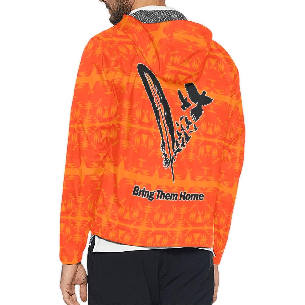 Between the Mountains Orange Bring Them Home Unisex All Over Print Windbreaker (Model H23) All Over Print Windbreaker for Men (H23) e-joyer
