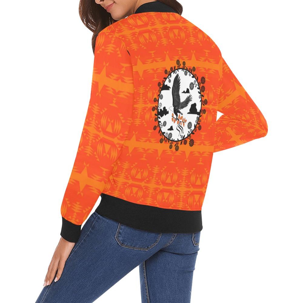 Between the Mountains Orange Carrying Their Prayers All Over Print Bomber Jacket for Women (Model H19) All Over Print Bomber Jacket for Women (H19) e-joyer