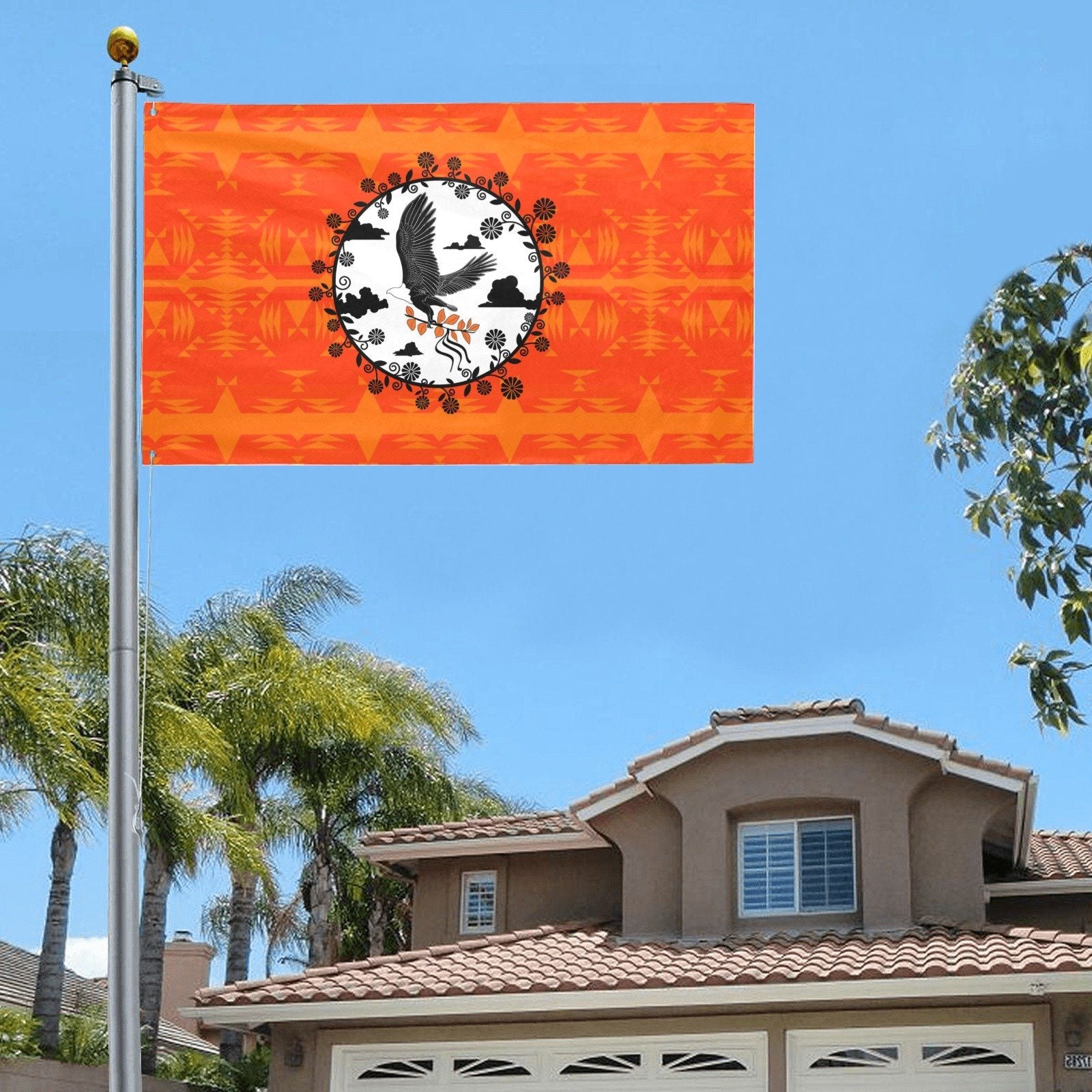 Between the Mountains Orange Carrying Their Prayers Garden Flag 59"x35" Garden Flag 59"x35" e-joyer