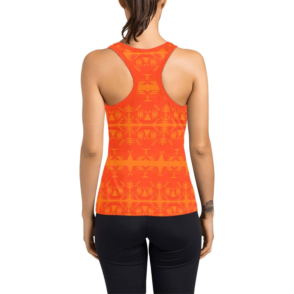 Between the Mountains Orange Carrying Their Prayers Women's Racerback Tank Top (Model T60) Racerback Tank Top (T60) e-joyer