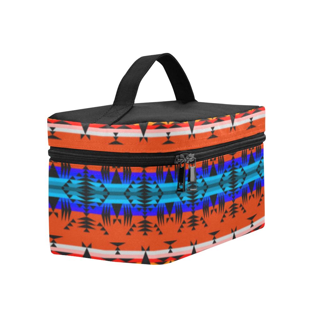 Between the Mountains Orange Cosmetic Bag/Large (Model 1658) Cosmetic Bag e-joyer