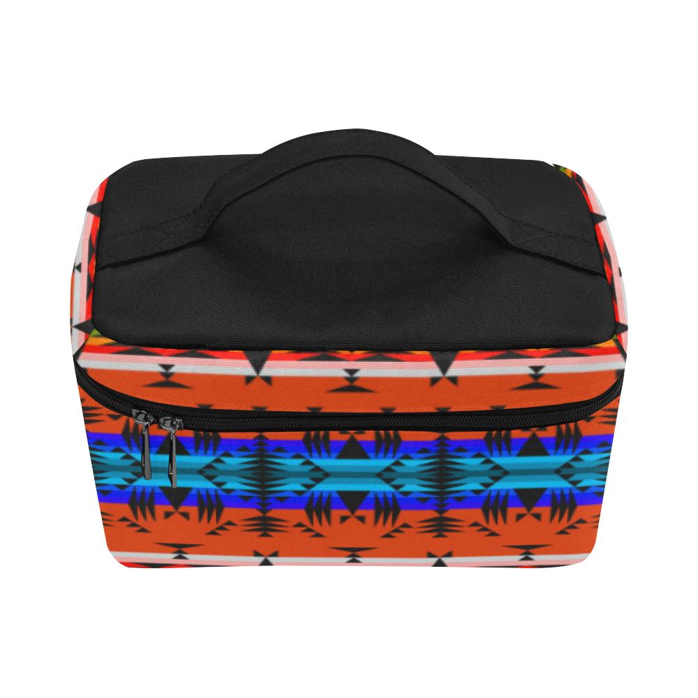 Between the Mountains Orange Cosmetic Bag/Large (Model 1658) Cosmetic Bag e-joyer