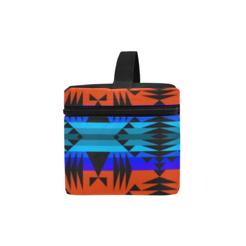 Between the Mountains Orange Cosmetic Bag/Large (Model 1658) Cosmetic Bag e-joyer