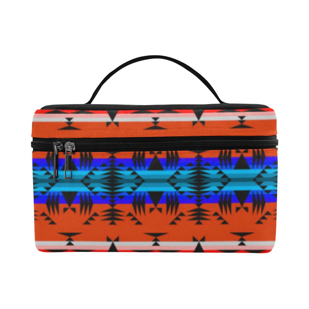 Between the Mountains Orange Cosmetic Bag/Large (Model 1658) Cosmetic Bag e-joyer