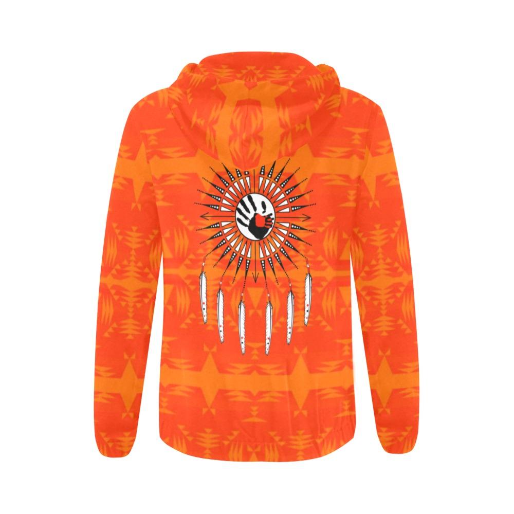 Between the Mountains Orange Feather Directions All Over Print Full Zip Hoodie for Women (Model H14) All Over Print Full Zip Hoodie for Women (H14) e-joyer