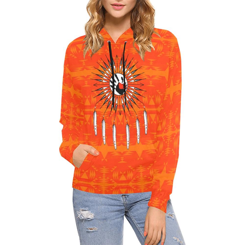 Between the Mountains Orange Feather Directions All Over Print Hoodie for Women (USA Size) (Model H13) All Over Print Hoodie for Women (H13) e-joyer